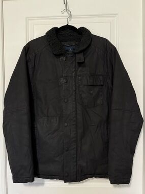 Roark Black Military Field Jacket with fleece Collar